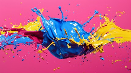 Fototapete - A vibrant, energetic splash of paint background in bold, contrasting colors, ideal for artistic and creative themes