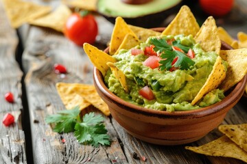 Canvas Print - Guacamole with tortilla chips