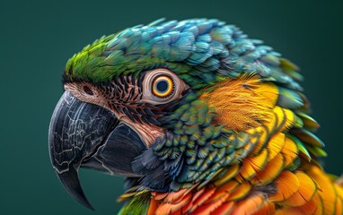 Wall Mural - A colorful macaw with a green wing