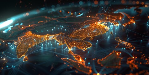 Aufkleber - Southeast Asia in the Digital Realm: Exploring Global Networks, Connectivity, Data Transfer, Cyber Technology, Business Exchange, Information, and Telecommunication