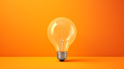 Wall Mural - light bulb on orange background illustration, light bulb idea, concepty of creativity