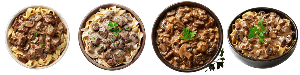 Wall Mural - Beef Stroganoff cut out  Hyperrealistic Highly Detailed Isolated On Transparent Background Png File