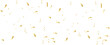 © Umar - Falling shiny gold confetti. Glitter confetti frame on long background. Anniversary celebration banner. Realistic falling tinsel. Birthday party backdrop. Vector illustration