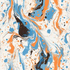 Wall Mural - Paint Stains from mixed white, blue, orange paint