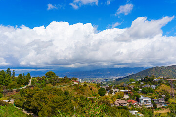 Panorama of Los Angeles with Private Homes on Runyon Canyon Hills