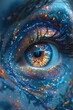 © Sorat - Close-up of an artistically painted eye with vibrant colors, creating a captivating and surreal visual experience.