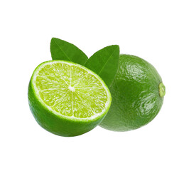 Poster - Fresh lime and leaf isolated on transparent png