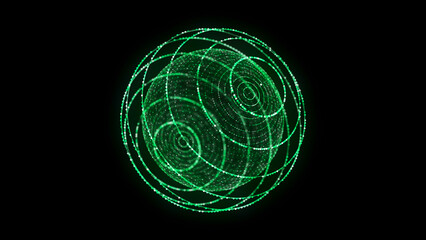 Poster - green sphere consisting of points and lines. modern wireframe elements. technology grid sphere. 3d r