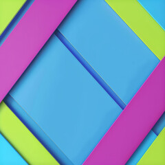 Poster - Colourful abstract geometric design with blue, pink, and green layers, creating a vibrant and modern visual.