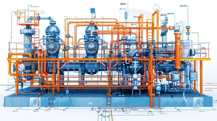 Poster -  a P&ID used in process engineering to illustrate the piping, instrumentation, and flow of fluids within a system, highlighting its importance in industries like chemical processing and oil refining