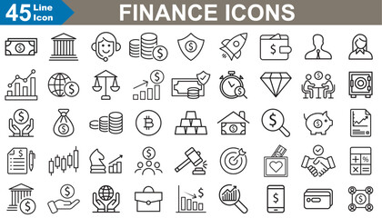 Wall Mural - finance outline icons set vector illustrator.