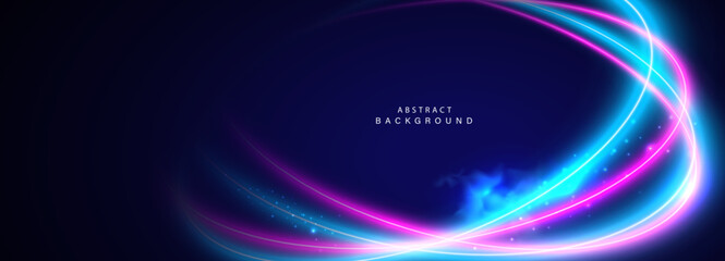 Wall Mural - Abstract futuristic background with circular glowing lines. Vector illustration.