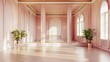 © Sopacha - Serene empty hall with pastel-colored walls, large mirrors, and wooden elements, perfect for design inspirations