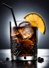 Wall Mural - Cuba libre cocktail with rum, cola, lime and ice. ai generative