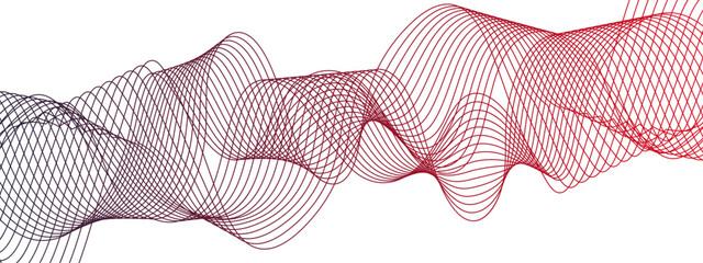 Poster - Abstract wavy technology curve lines with blend effect. Pink wavy tech lines element for technology, science and template. Creative wavy stripes line art.