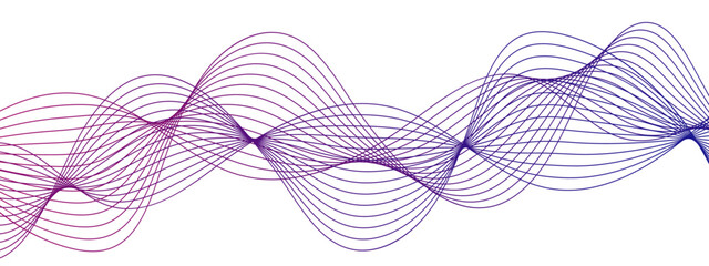 Poster - Abstract wavy technology curve lines with blend effect. Pink wavy tech lines element for technology, science and template. Creative wavy stripes line art.