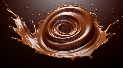 Wall Mural - Sweet and Swirly Chocolate Splash - Abstract 3D Illustration with Spiral and Twist Patterns. Stock Image for Confectionery and Dessert Concepts.