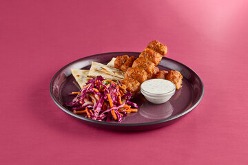 Sticker - Chicken Lyulya Kebab with Coleslaw Salad on Purple Plate