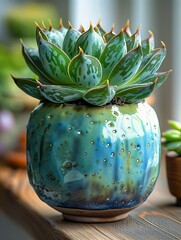 small potted plant table bumpy mottled skin soft details glazing pouring sales living planet tonal color outdoor anthropomorphic cactus product lusc