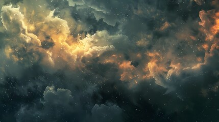 Wall Mural - Captivating Cosmic Dusty Clouds Painting of Celestial Splendor