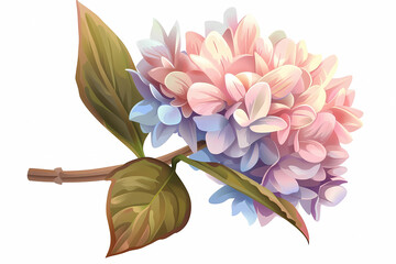 Wall Mural - Hydrangeas flowers illustration isolated on white background. Gentle colors.