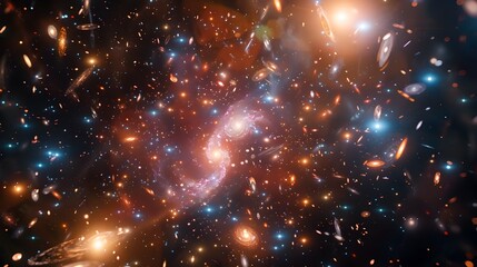 Wall Mural - Mesmerizing Cosmic Explosion of Vibrant Galactic Energy in the Depths of the Universe