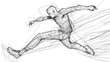 © Everything by Rachan - Parkour Athlete Vaulting in Fluid One-Line Drawing