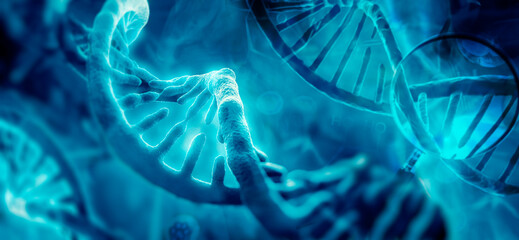 Wall Mural - abstract dna helix in blue tones