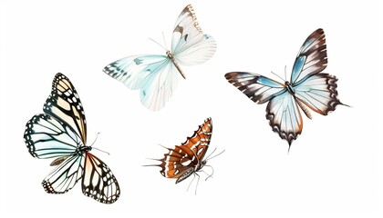 Wall Mural - Breathtaking Butterflies in Flight: A Stunning Display of Plain Tiger, Common Morpho, and Rice Paper