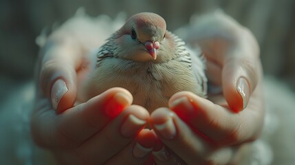 Wall Mural - dove in hands