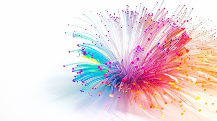 Sticker - Glowing fiber optics with vibrant colors on a white background