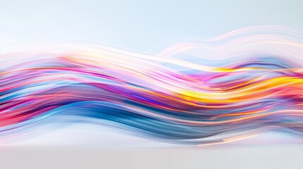 Wall Mural - Vivid light trails flowing horizontally on a white background