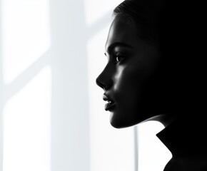 Wall Mural - Black and white portrait of a young attractive woman. Feelings and emotions, beauty and sadness.