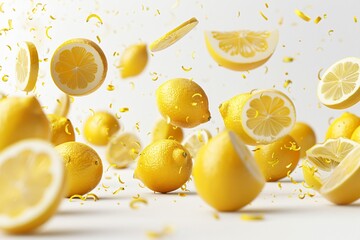 Wall Mural - Close-up lemons with confetti