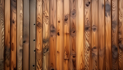 Poster - Detail of a wooden wall with a linear relief and texture