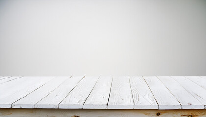 Aufkleber - Empty wooden white table over white wall background product display montage