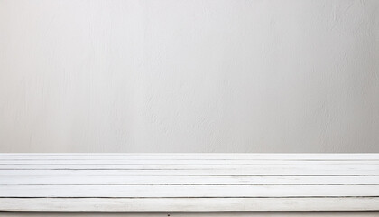 Aufkleber - Empty wooden white table over white wall background product display montage