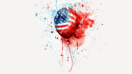 Wall Mural - A red, white, and blue American flag is surrounded by a splash of paint