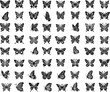 © Tally 18 - Set of vector butterfly icons . Butterfly silhouettes collection . Exotic flying butterflies logo .