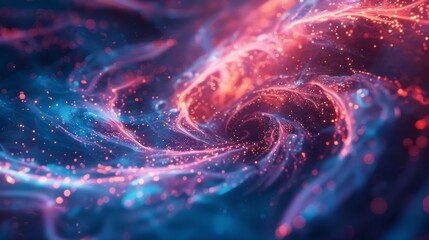 Aufkleber - 3D polygons in a swirling vortex, creating a gateway to a digital realm with neon lights and abstract designs