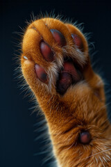Aufkleber - A close-up of a ginger cat paw with bright orange fur and matching pads, showcasing the rich color,