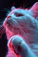 Wall Mural - A detailed image of a Scottish Fold cat paw with short, dense fur and pink pads, highlighting the softness,