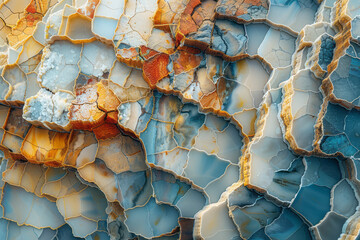 Poster - An abstract composition of salt formations in various shapes and sizes, set against a backdrop of rich, fertile earth,