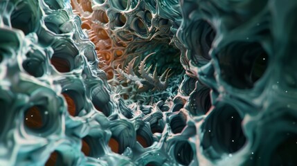 A topdown view of the endoplasmic showcasing the intricate folding of proteins occurring within