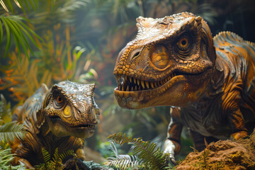 Fototapete - A comprehensive exhibit on the mass extinction event that wiped out the dinosaurs, with visual and auditory effects,