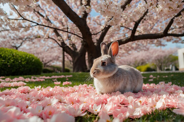 Wall Mural - easter bunny in the garden