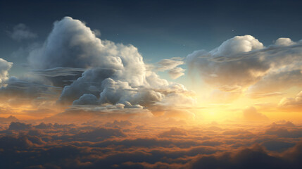 Wall Mural - Beautiful cloudy sky with sun