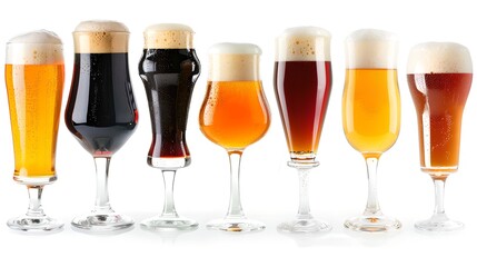 Sticker - A colorful assortment of beers in different glasses. Showcasing a variety of beer colors and types. Perfect for breweries, bars, and beer enthusiasts. AI