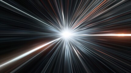 Wall Mural - futuristic warp speed scene with streaks of gray and yellow light converging to a vibrant center.