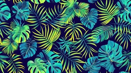 Wall Mural - tropical pattern with jungle vegetation and exotic